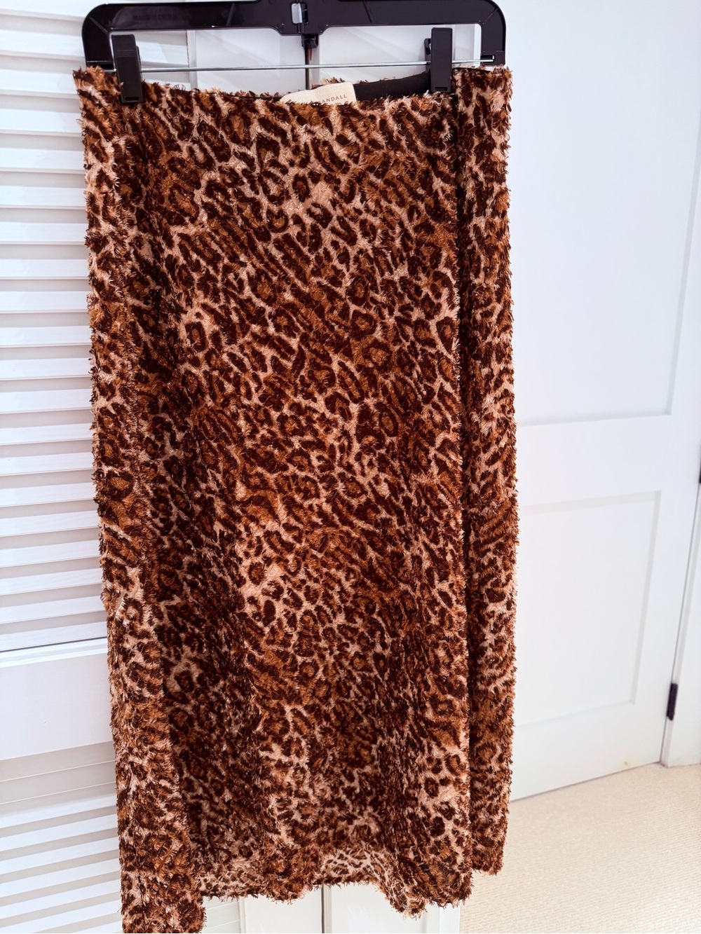 Loeffler Randall Leopard Faux Fur Midi Skirt - Brown - Picture 2 of 5